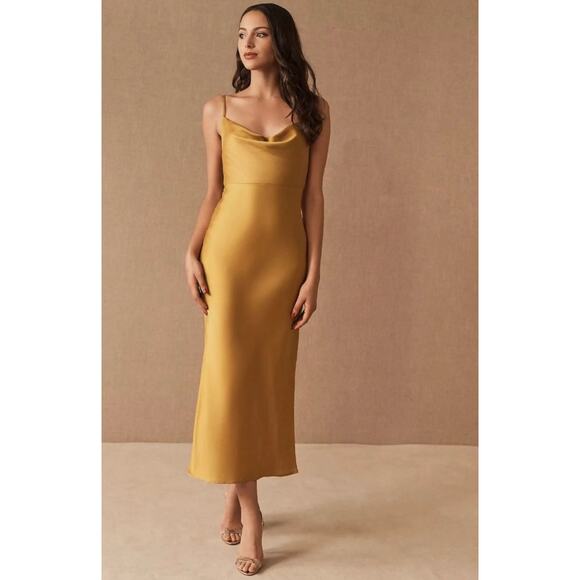 BHLDN Sachin + Babi Cali Gold Yellow Midi Dress - Picture 1 of 6